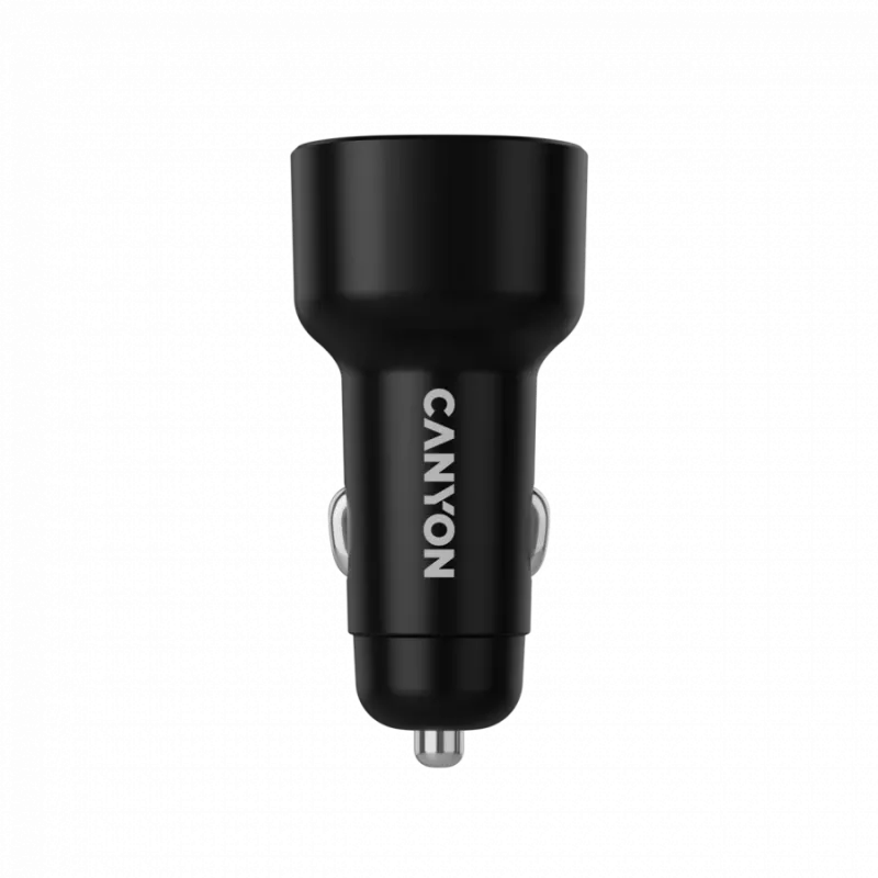 Ładowarka samochodowa CANYON OnDrive 60 PD 60W 2xUSB-C — moc 60W, 2 porty USB-C, czarna