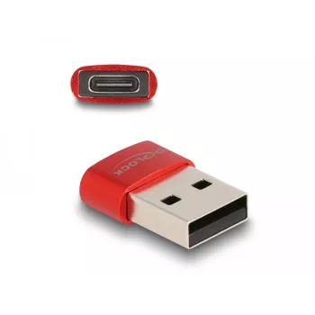 Delock - Adapter USB - USB (M) na 24-pin USB-C (F) - USB2.0 3 A - Czerwony (60050)