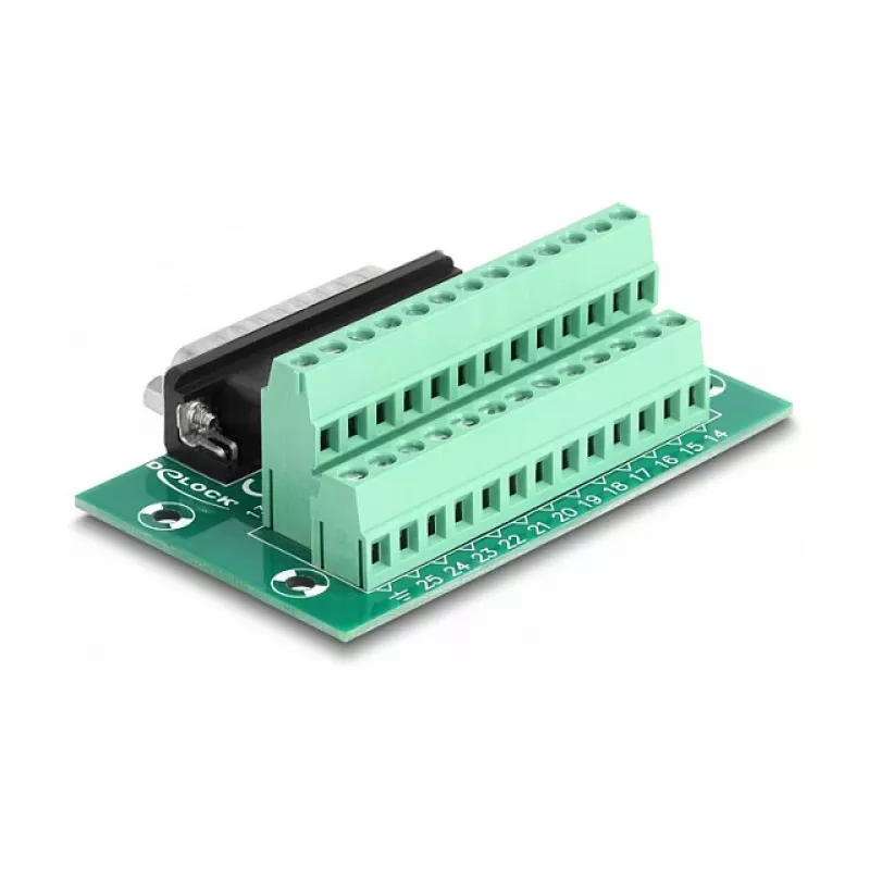 DeLOCK D-Sub 25 pin męski do listwy zaciskowej na szynę DIN 51mm x 86mm x 30mm