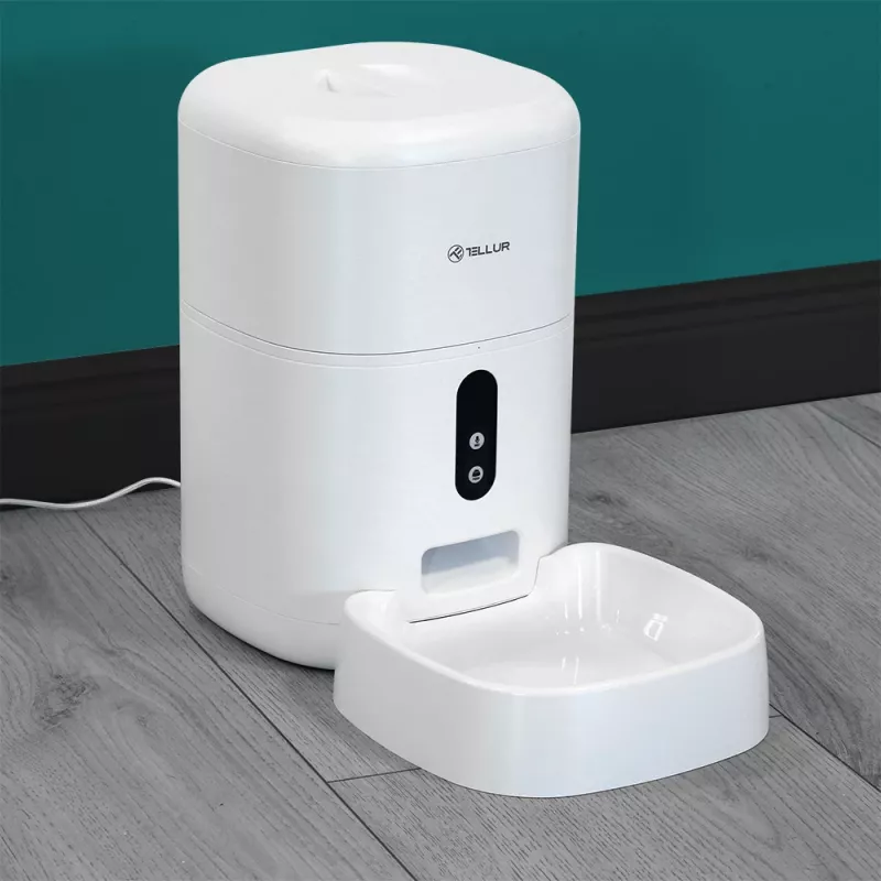 Automatyczny karmnik dla zwierząt Tellur TLL331461 z kamerą UltraHD, 4 L, biały