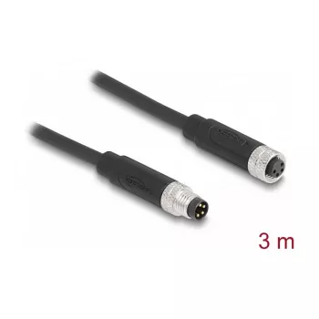 DeLOCK Kabel M8 4-pinowy A-kodowany męski na żeński PUR TPU 3 m