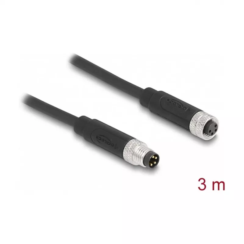 DeLOCK Kabel M8 4-pinowy A-kodowany męski na żeński PUR TPU 3 m
