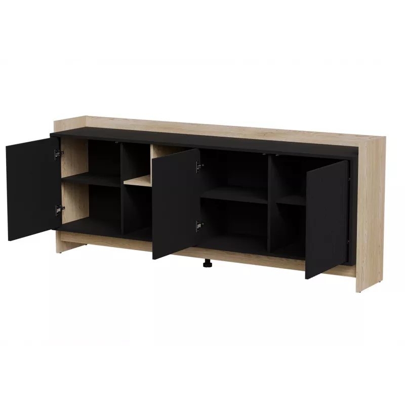 Cama PORTO 3D komoda 190x38x77 dąb/czarny