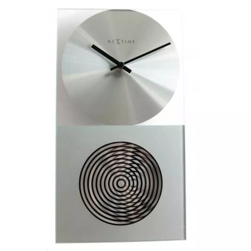 Zegar NeXtime klok 3028 OP, 16x30,2 cm, ścienny, szkło, srebrny