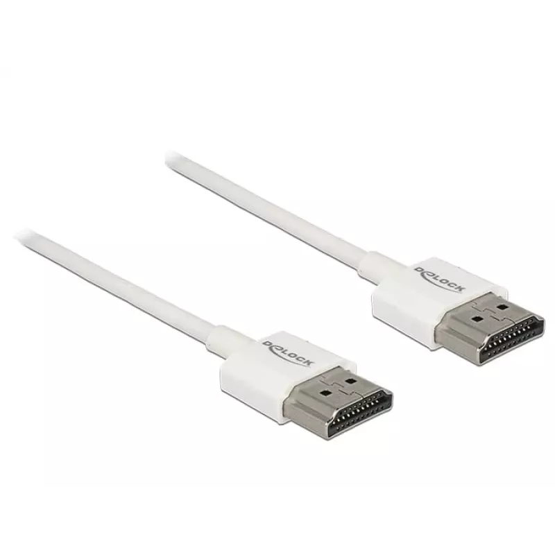 DeLOCK High Speed HDMI with Ethernet - HDMI mit Ethernetkabel - HDMI (M) bis HDMI (M) - 2,0m - Dreifachisolierung - weiß - 4K Unterstützung (85137)