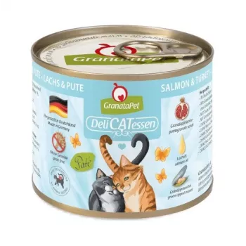 Mokra karma dla kota Fox4Pets DeliCATessen Łosoś i indyk 200 g — bezzbożowa, bezglutenowa, pełnoporcjowa karma dla dorosłych kotów