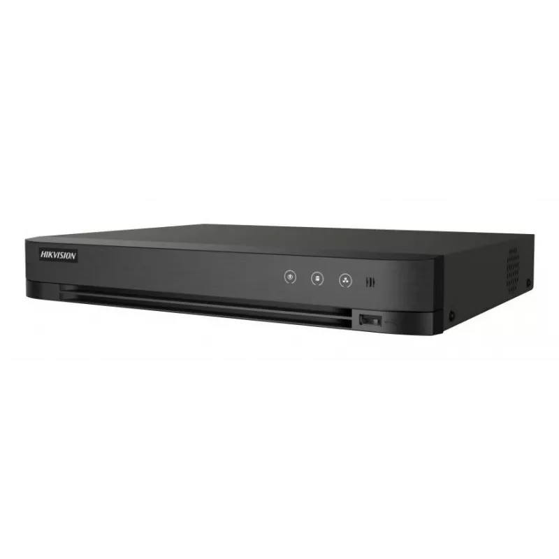 DVR Hikvision Pro Series 4‑ch 1080p 1U H.265 AcuSense, 4 wejścia wideo, maks. 2960×1665, HDD 10 TB, Fast Ethernet, 12 V, czarny