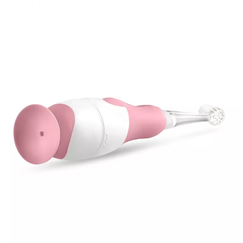 Elektryczna szczoteczka do zębów neno Denti Pink dla dzieci — wibracyjna, miękkie włosie, bateria AAA, minutnik 2-minutowy
