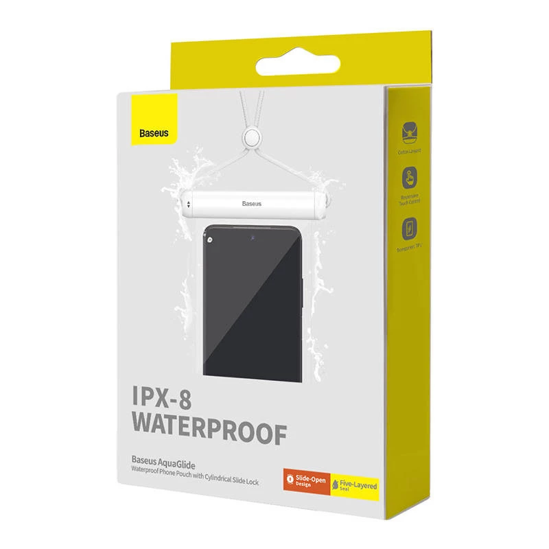 Wodoodporne etui na telefon Baseus AquaGlide z cylindrycznym zamkiem przesuwnym (biały)