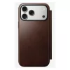 Nomad Modern Leather Folio etui na telefon komórkowy Pokrowiec dla iPhone 17 Pro Max — Brązowy, skóra, ekran 6,3 cala, 4 kieszenie na karty