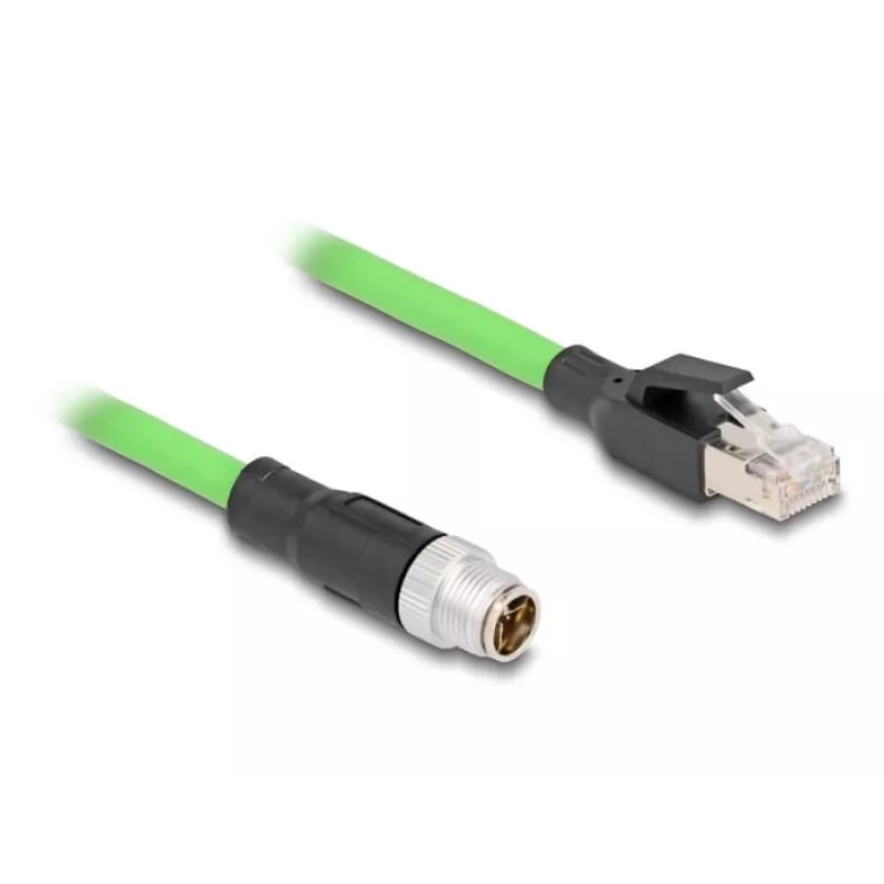Kabel sieciowy DeLOCK M12 X-kodowany 8-pinowy męski do RJ45 męski PUR (TPU) 1 m