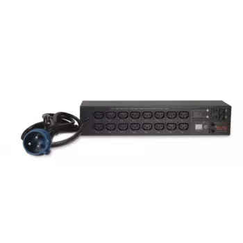 Rozdzielacz zasilania APC AP7922B — 16 gniazd C13, mierzone i przełączane PDU, 2U, 200–230 V, 32 A, kabel 3,05 m, czarny