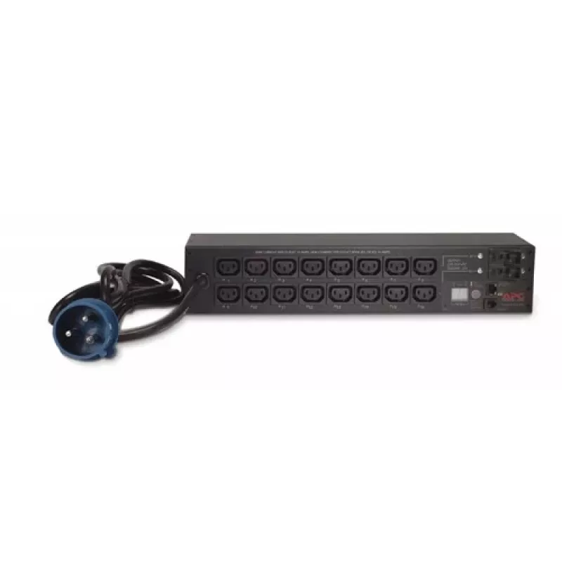 Rozdzielacz zasilania APC AP7922B — 16 gniazd C13, mierzone i przełączane PDU, 2U, 200–230 V, 32 A, kabel 3,05 m, czarny