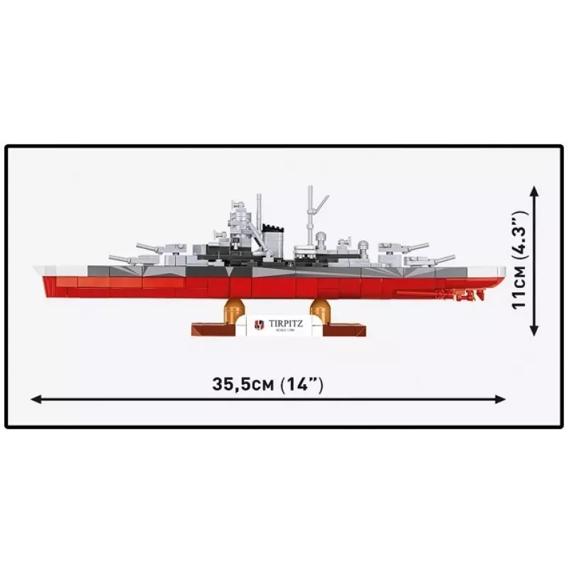 Zestaw konstrukcyjny Cobi pancernik Tirpitz model z 593 elementami, w skali i z funkcjami ekspozycyjnymi