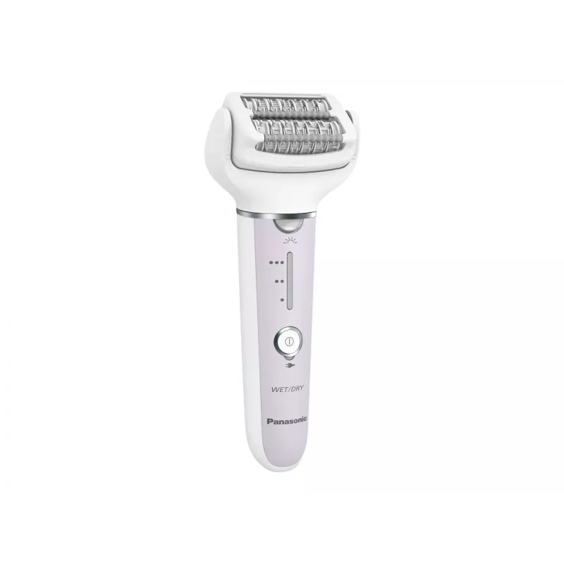 Epilator Panasonic ES-EY30A — 60 pęset, 3 prędkości, Wet & Dry, zasilany bateriami, biały/fioletowy