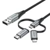 Kabel Vention USB 2.0 A męski do 3-w-1 Micro-B&USB-C&Lightning męski 1M szary stop aluminium typ