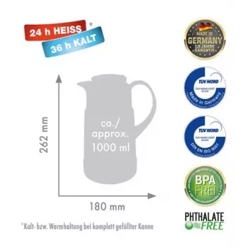 Dzbanek termos ROTPUNKT, 1,0 l, ristretto (czarny)