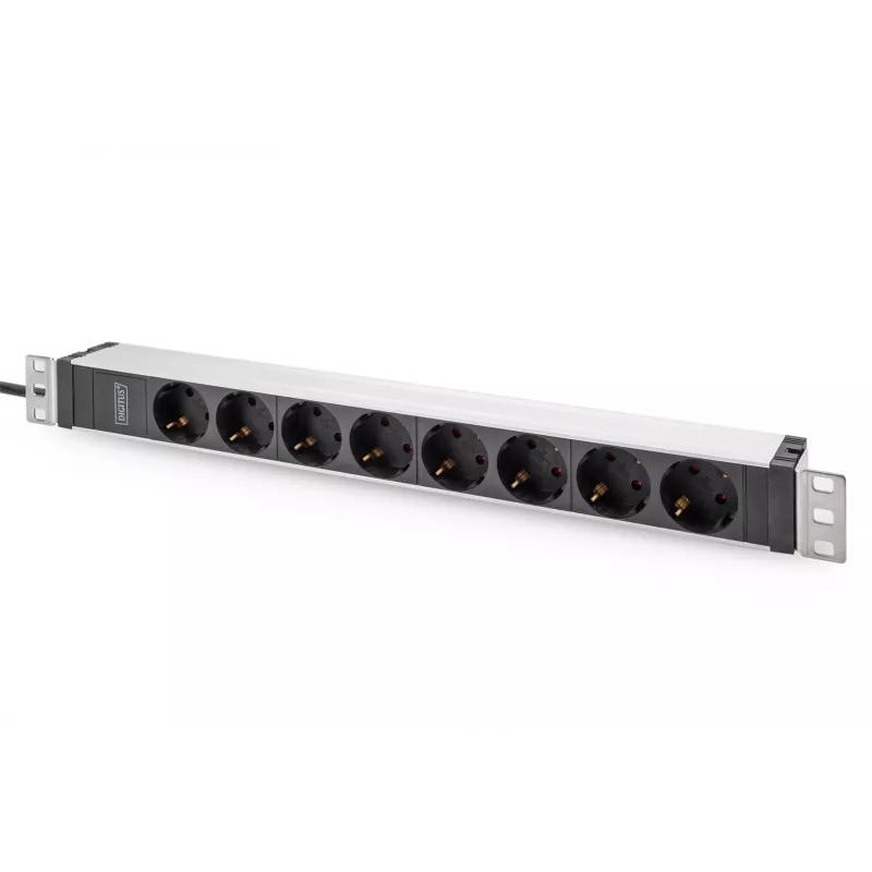Listwa zasilająca Digitus z profilem aluminiowym, 8 gniazd bezpiecznych, kabel 2 m, wtyczka IEC C20
