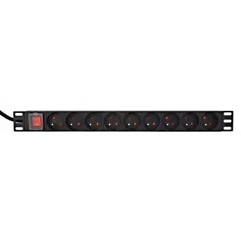 Listwa zasilająca GEMBIRD EG-PDU-9F2F — 9 gniazd francuskich (typ E), 1U rack, 16A, kabel 2 m