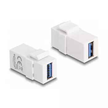 DeLOCK Keystone Module USB 3.0 A female to USB 3.0 A female biały 1:1