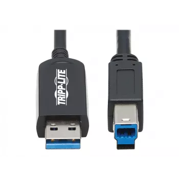 Eaton Tripp Lite Series USB 3.2 Gen 1 Plenum-Rated Fiber Active Optical Cable (AOC) - A/B M/M, Czarny, 20m - Kabel USB - USB Typ A (M) do USB Typ B (M) - USB 3.2 Gen 1 - 20,0m - P