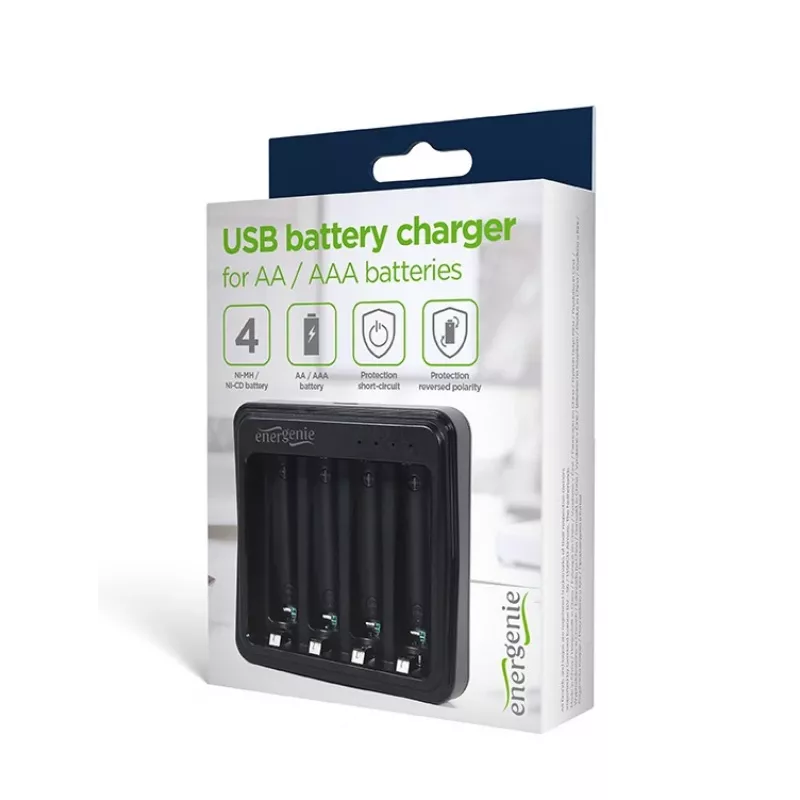 Ładowarka do akumulatorów Gembird BC-USB-03 USB Kompatybilna AA AAA Czarna