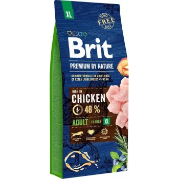 Brit Premium by Nature Adult XL sucha karma dla dorosłych psów 15 kg — kurczak i łosoś, 28% białka, 16% tłuszczu