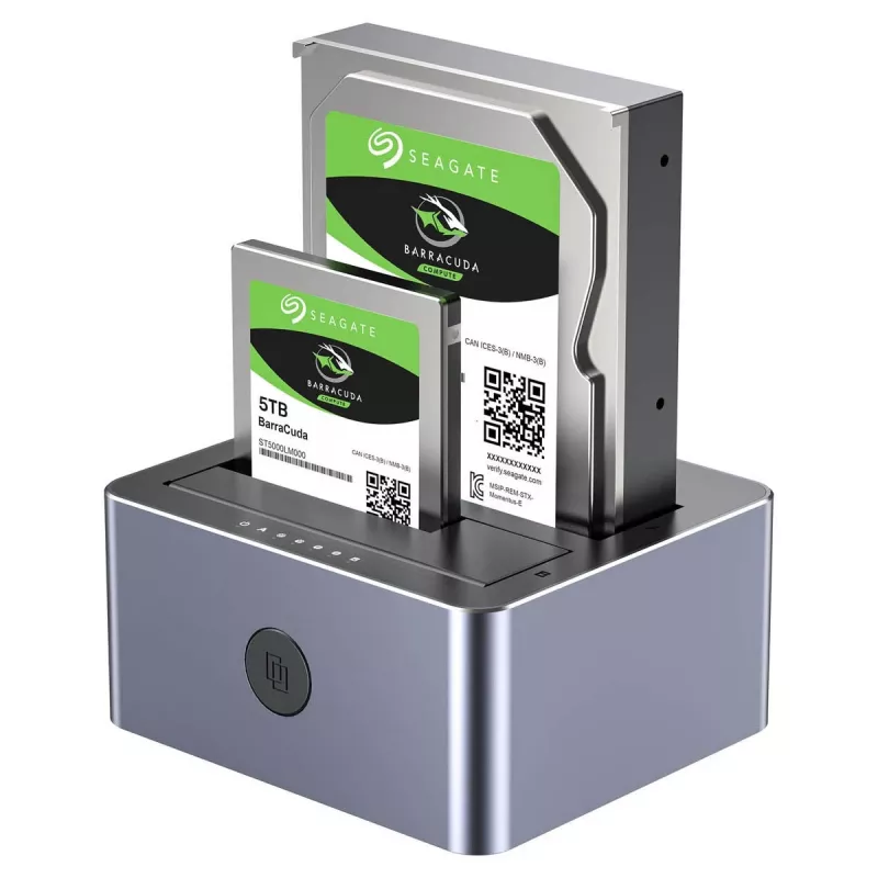 Stacja dokująca Unitek 51642 dla dysków SATA 2,5 cala/3,5 cala, USB-C 10 Gb/s, 2 kieszenie, aluminium