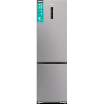 Lodówko-zamrażarka Gorenje NRB620E61X4WFE, wolnostojąca, stal nierdzewna, pojemność całkowita 413 l, zamrażarka dolna 130 l, NoFrost, wyświetlacz LED