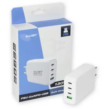 Zasilacz ALLNET PSU-GaNPD-USB-1A3C-130W — 130W, 1× USB-A, 3× USB-C