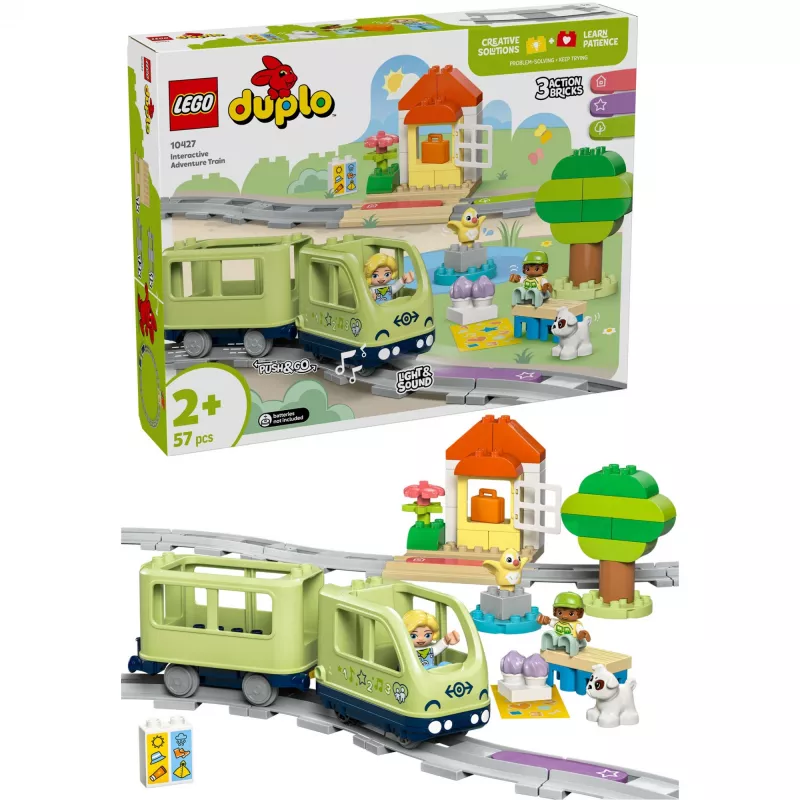 Zestaw kolejowy LEGO DUPLO Interaktywna Kolej Przygód 10427, 57 elementów, 2 figurki DUPLO, dla dzieci od 2 lat