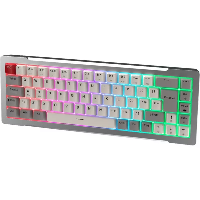 Klawiatura gamingowa Raijintek MGA-68, przełączniki Hejin Magnetic Yellow, układ DE, srebrna