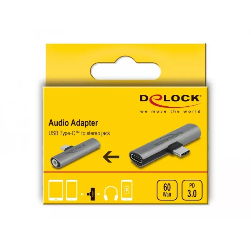 DeLOCK 64186 adapter kablowy USB Type-C USB Type-C + 3.5mm Szary