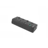 Hub USB NATEC MANTIS USB 2.0 Type-B — 4x porty USB 3.2 Gen 1 Type-A, czarny, kabel 0,8 m, zasilacz sieciowy, wyłącznik zasilania