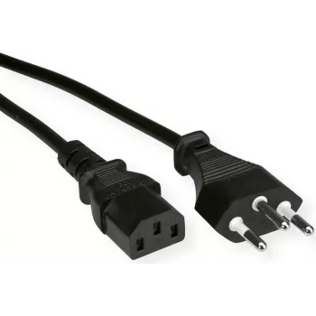 VALUE Netzkabel PVC-Apparate-Steckdose T12 auf C13, Stromkabel, schwarz, 3 m (19.99.1222)