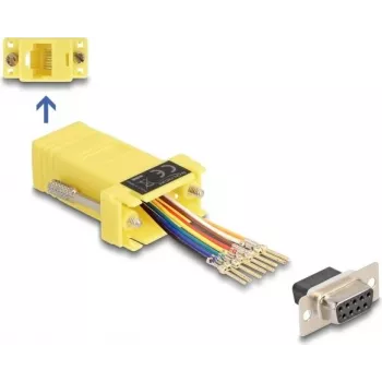 DeLOCK D-Sub 9 pin żeński na RJ45 żeński zestaw montażowy żółty VGA RJ-45
