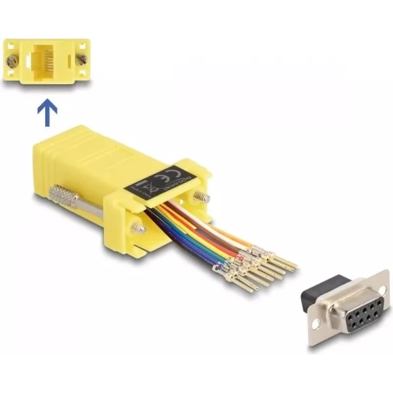 DeLOCK D-Sub 9 pin żeński na RJ45 żeński zestaw montażowy żółty VGA RJ-45