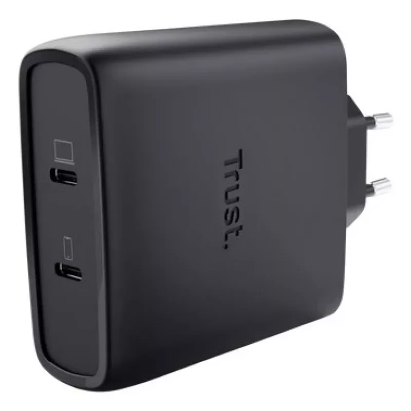 TRUST Maxo 100W 2-Port USB-C GaN Charger — 100 W, 2× USB-C, 20 V max, kabel 2 m, czarny