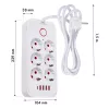 Listwa zasilająca MACLEAN MCE389 W — 6 gniazd, 4×USB-A, 1×USB-C, 2500 W, 110–240 V, przewód 1,5 m, biały