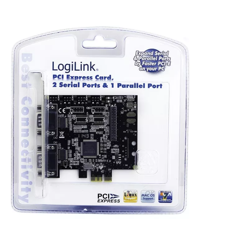 Wewnętrzna karta interfejsu PCIe LOGILINK PC0033 z portami szeregowymi i równoległymi, chipset NetMOS