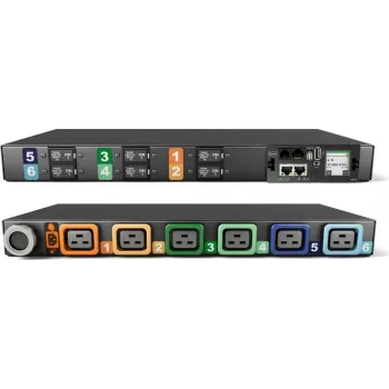 Vertiv Geist Rack PDU, monitorowana (na poziomie jednostki), EC, 1U, wejście IEC 60309 230/400V 3x32A, gniazda blokowane (6)C19 (VP4G31A0)