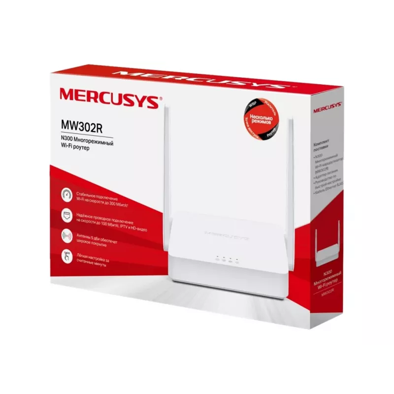 Router bezprzewodowy Mercusys MW302R Fast Ethernet, jednopasmowy (2,4 GHz), biały