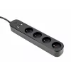 Listwa zasilająca GEMBIRD TSL-PS-F4U-02 z 4 gniazdami PL i ładowarką USB, czarna