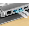 Stojak na laptopa Unitek D1109B01 — aluminiowy regulowany stojak z odłączanym modułem USB‑C HDMI 4K PD 100W, 2x USB‑A, RJ‑45, do 17 cali