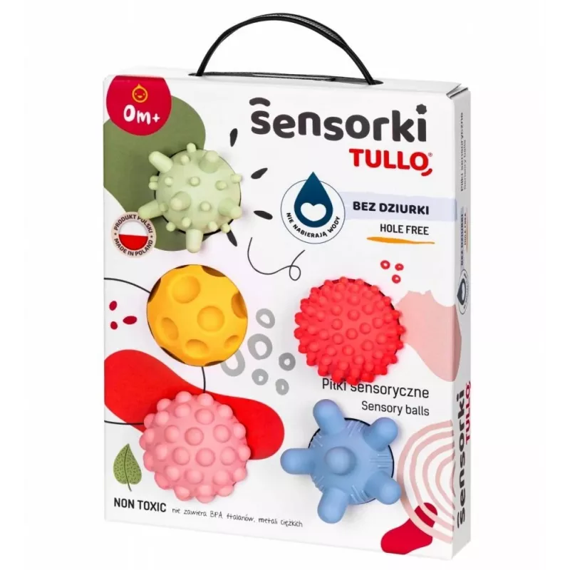 Piłeczki sensoryczne bez dziurek TULLO pastelowe, 5 szt.