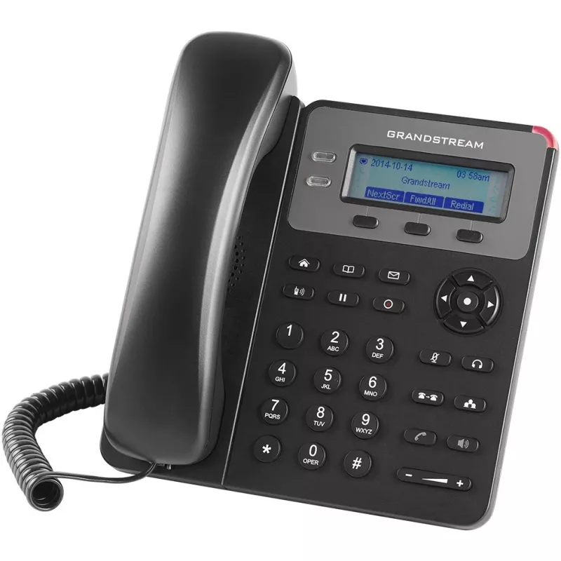 Telefon DECT Grandstream GXP1610 — czarny, LCD 132×48 px, zestaw słuchawkowy (RJ-9), 1 słuchawka, książka telefoniczna 500, tryb głośnomówiący
