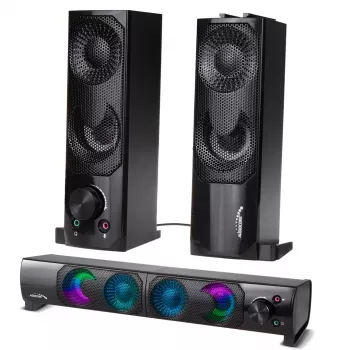 2-w-1 Głośnik PC Soundbar Komputerowy RGB LED Podświetlenie Stereo Gaming USB 2 x 3W AUX 3.5 mm