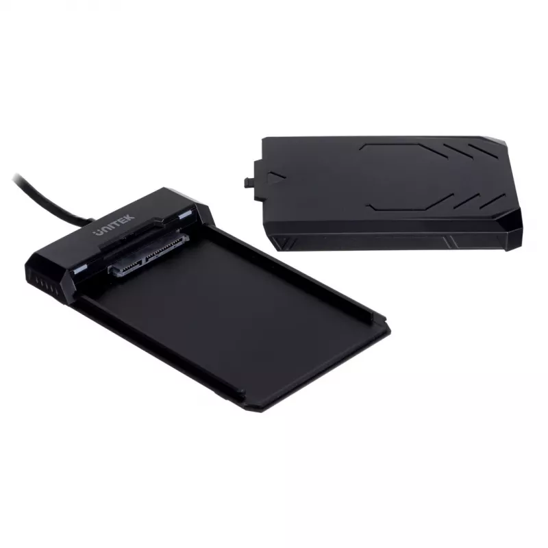 Obudowa HDD/SSD Unitek Y-3036, 2,5 cala SATA III, USB 3.2 Gen 1 (5 Gbit/s), UASP, zintegrowany kabel USB-A, czarna