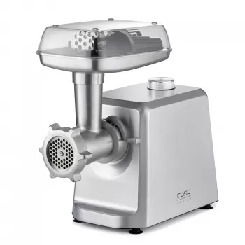 Caso | Wilk do mięsa | FW 2500 | Stal nierdzewna | 2500 W | Liczba prędkości 2 | Wydajność (kg/min) 2,5 | 3 stalowe tarcze tnące (3 mm, 5 mm i 8 mm), Nadziewarka do kiełbas, Ciasteczka