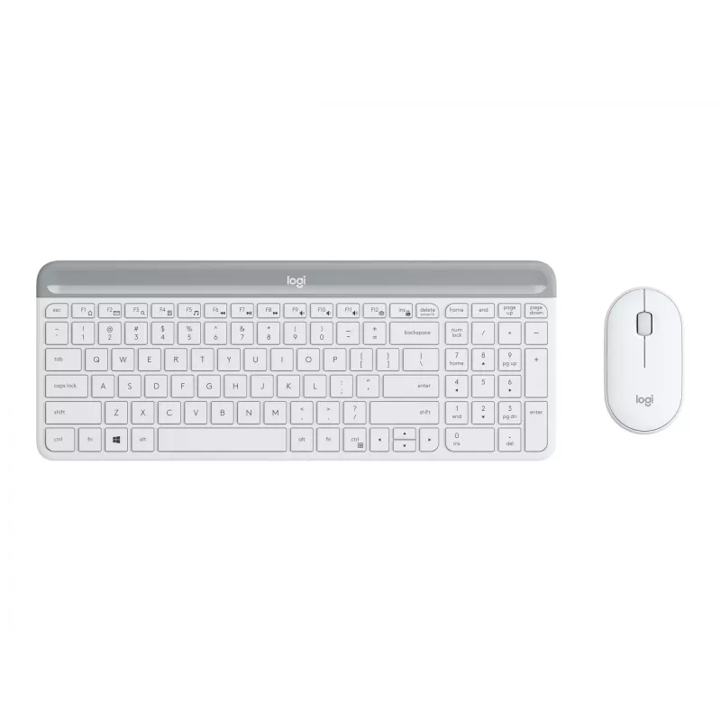 Logitech Slim Wireless Combo MK470 - Zestaw klawiatury i myszy - Bezprzewodowy - 2,4 GHz - Hiszpański - Off-White (920-009199)